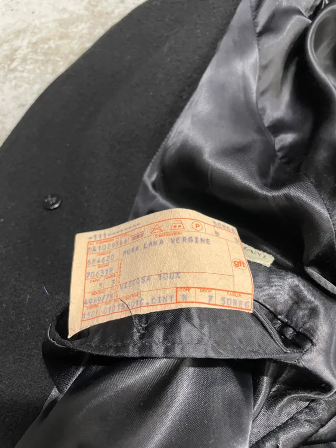 1990s Giorgio Armani Black Wool Trench Coat (L) HwOnfCx 10