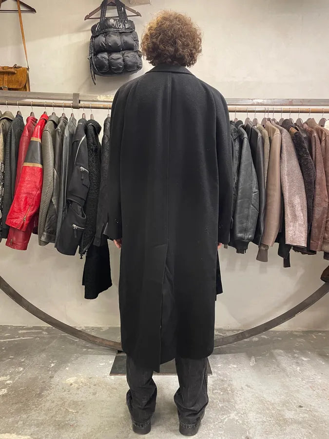 1990s Giorgio Armani Black Wool Trench Coat (L) HwOnfCx 2