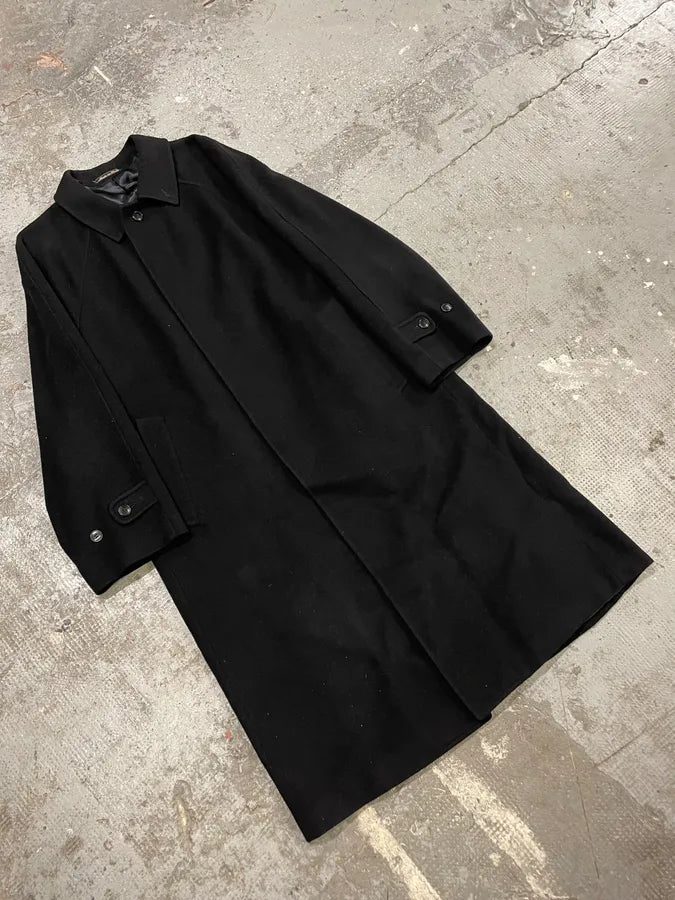 1990s Giorgio Armani Black Wool Trench Coat (L) HwOnfCx 3