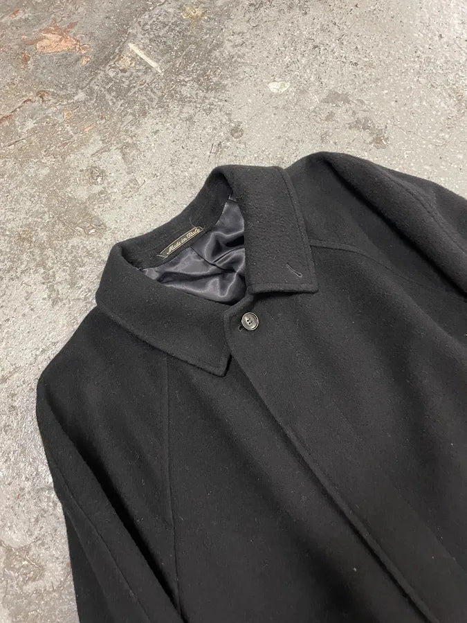 1990s Giorgio Armani Black Wool Trench Coat (L) HwOnfCx 4