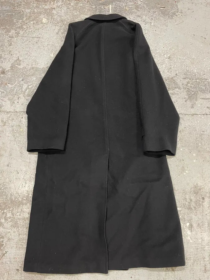 1990s Giorgio Armani Black Wool Trench Coat (L) HwOnfCx 5