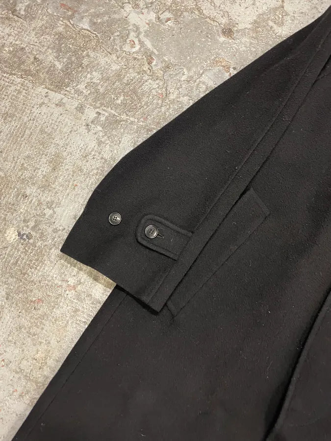 1990s Giorgio Armani Black Wool Trench Coat (L) HwOnfCx 7