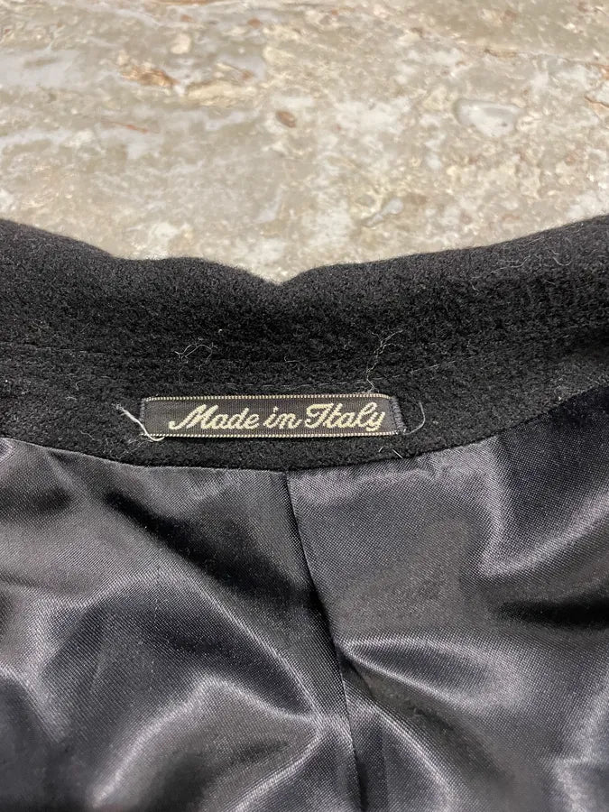 1990s Giorgio Armani Black Wool Trench Coat (L) HwOnfCx 9