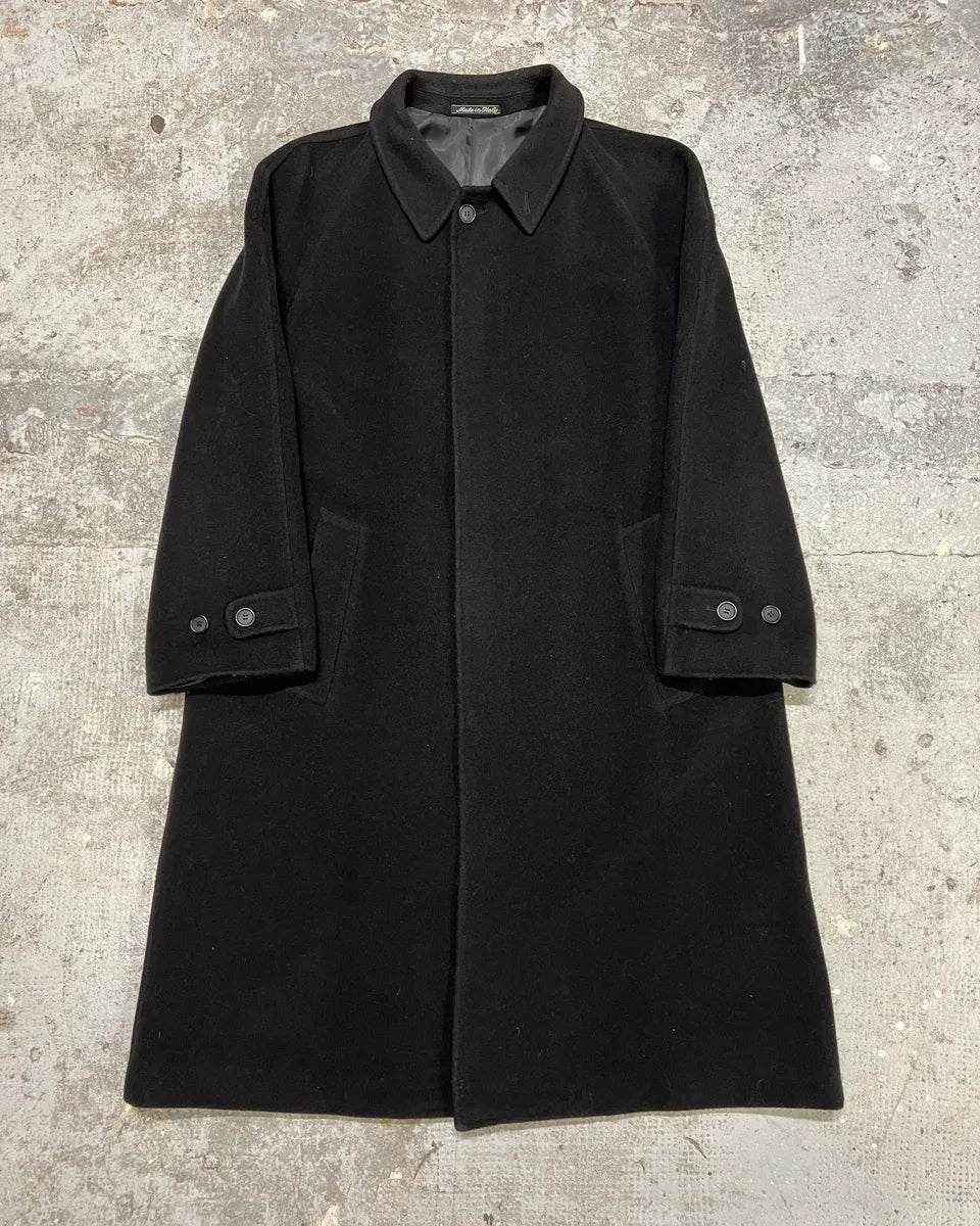 1990s Giorgio Armani Black Wool Trench Coat (M) 0