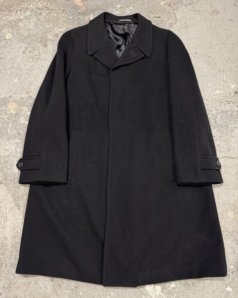 1990s Giorgio Armani Black Wool Trench Coat (M) 0
