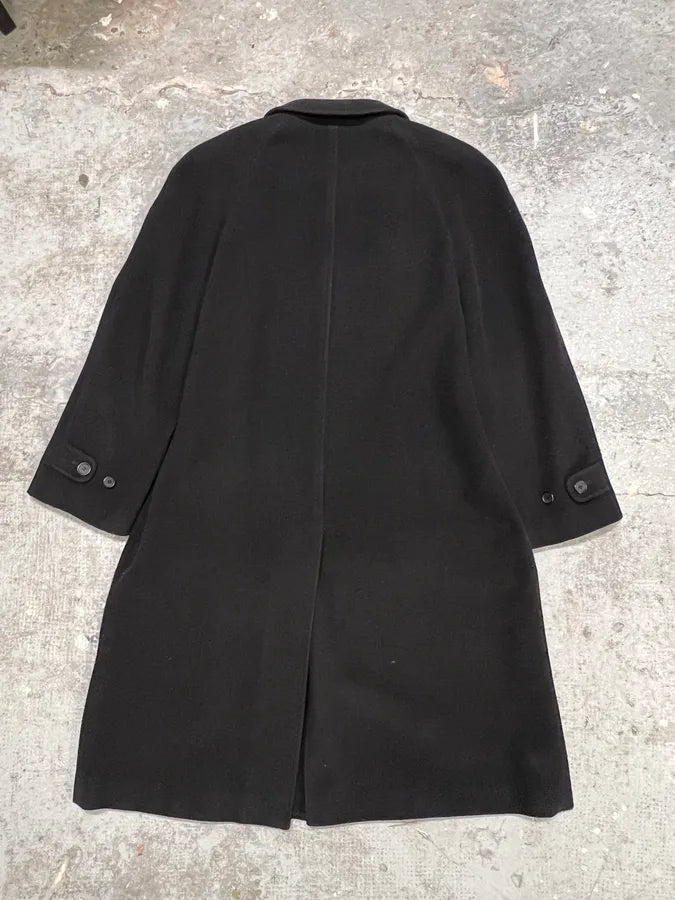 1990s Giorgio Armani Black Wool Trench Coat (M) 1