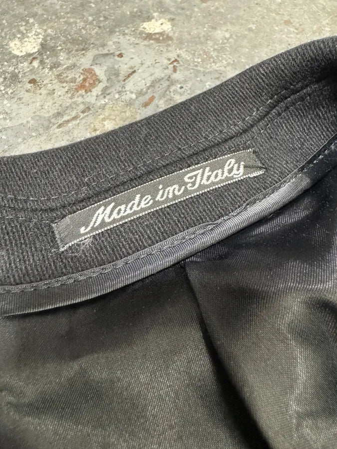 1990s Giorgio Armani Black Wool Trench Coat (M) 10