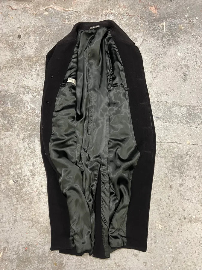 1990s Giorgio Armani Black Wool Trench Coat (M) 2