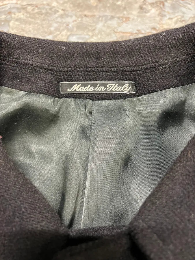 1990s Giorgio Armani Black Wool Trench Coat (M) 3