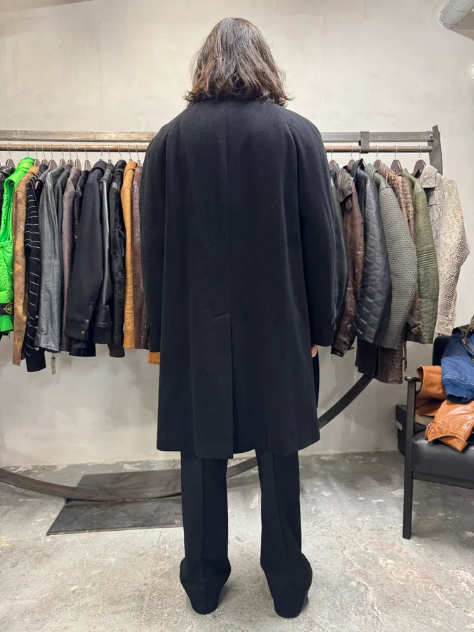 1990s Giorgio Armani Black Wool Trench Coat (M) 5