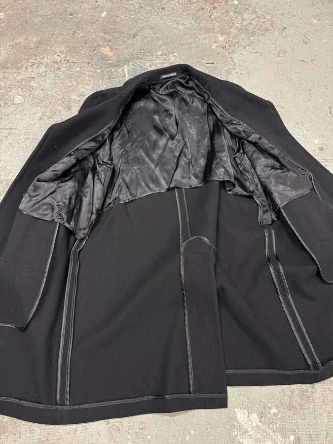 1990s Giorgio Armani Black Wool Trench Coat (M) 8