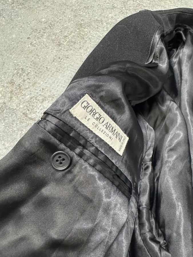 1990s Giorgio Armani Black Wool Trench Coat (M) 9