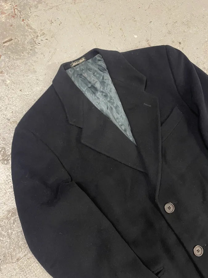 1990s Giorgio Armani Black Wool Trench Coat (L) 4