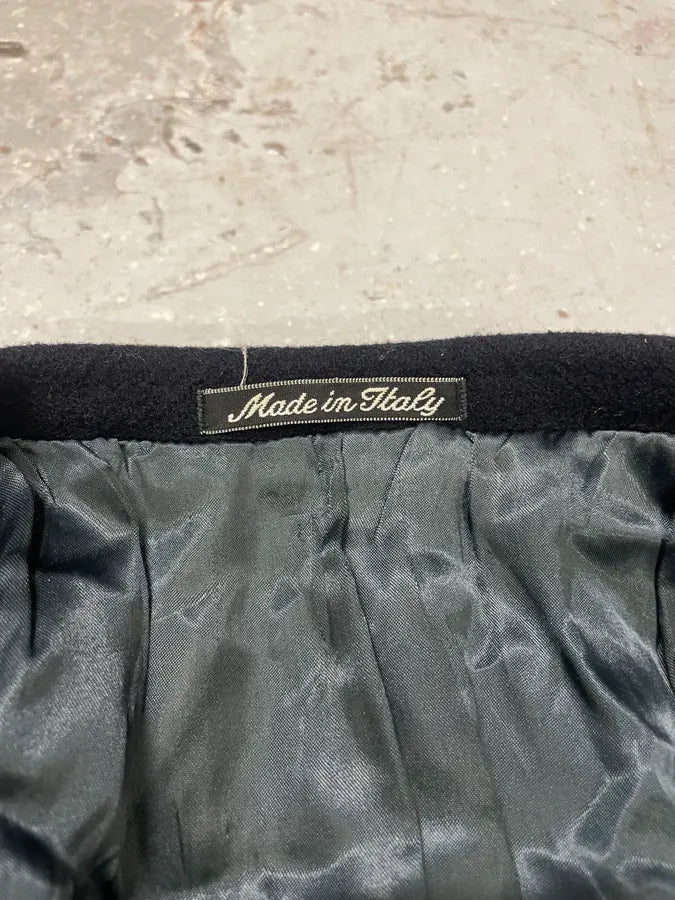 1990s Giorgio Armani Black Wool Trench Coat (L) 7