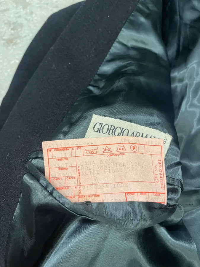 1990s Giorgio Armani Black Wool Trench Coat (null) 9