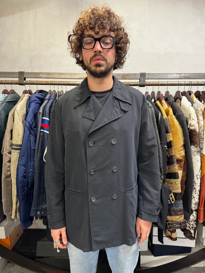 1990s Giorgio Armani Collezioni Black Buttoned Long Jacket UvjmFFs 1