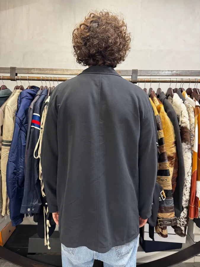 1990s Giorgio Armani Collezioni Black Buttoned Long Jacket UvjmFFs 2