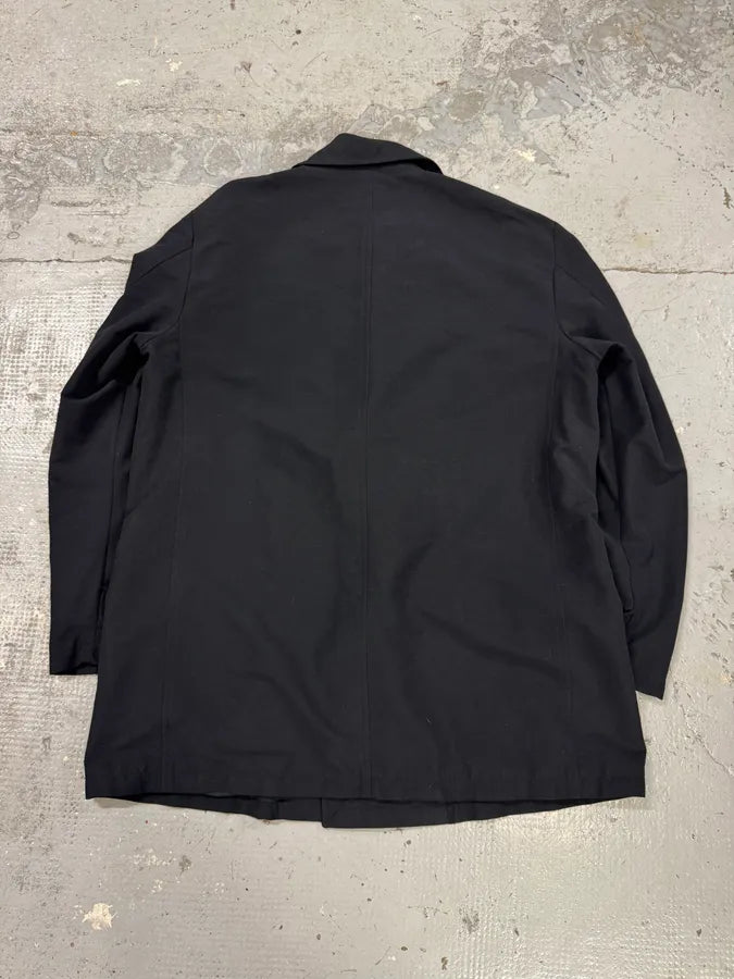 1990s Giorgio Armani Collezioni Black Buttoned Long Jacket UvjmFFs 4