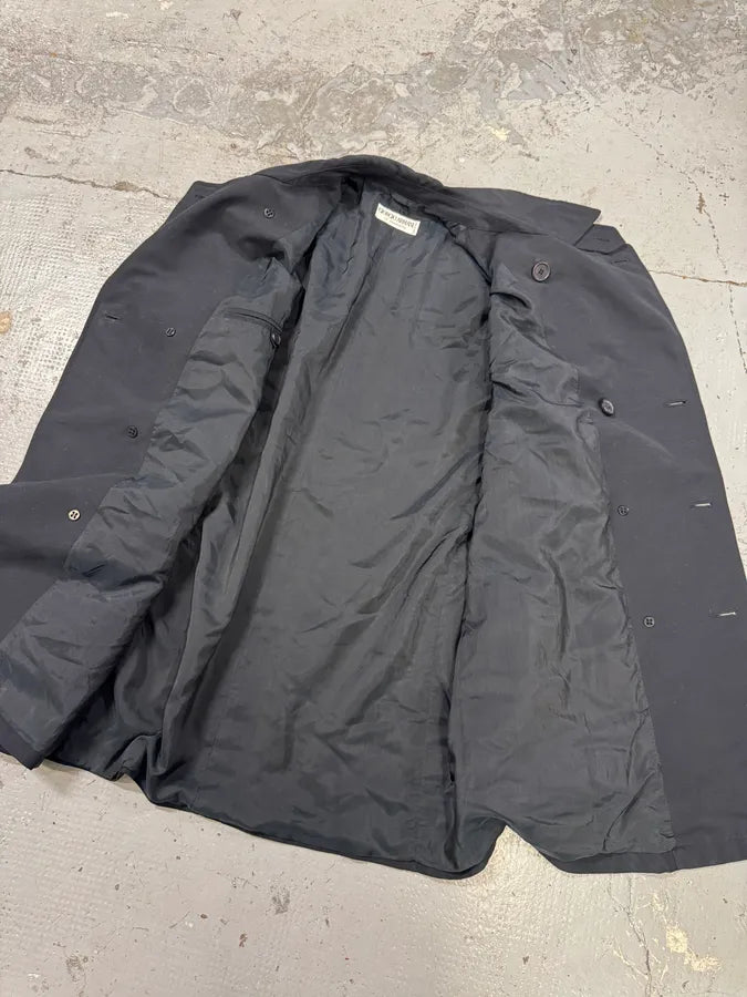 1990s Giorgio Armani Collezioni Black Buttoned Long Jacket UvjmFFs 6