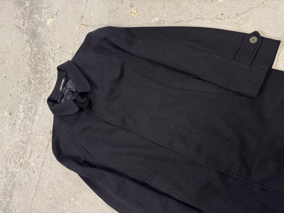 1990s Giorgio Armani Dark Navy Wool Trench Coat (L) 1