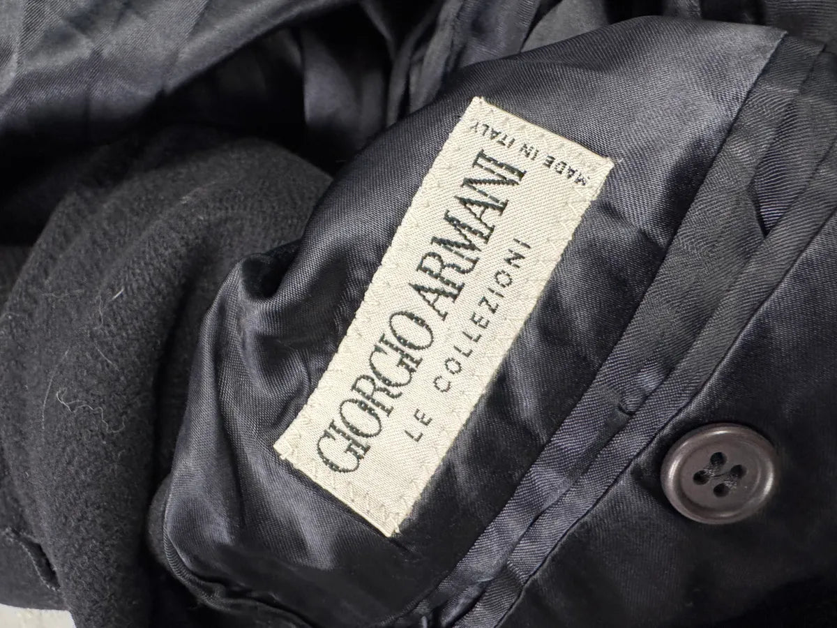 1990s Giorgio Armani Dark Navy Wool Trench Coat (L) 10