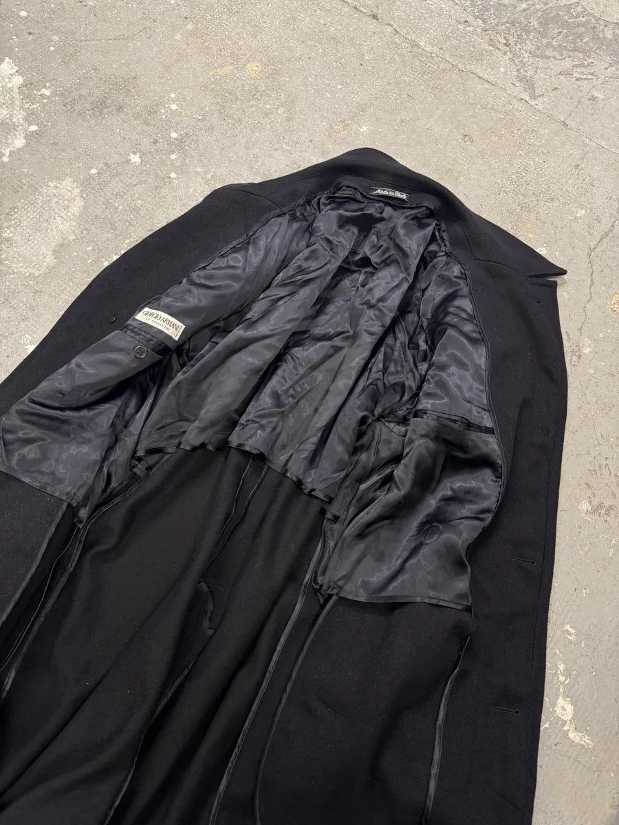 1990s Giorgio Armani Dark Navy Wool Trench Coat (L) 4