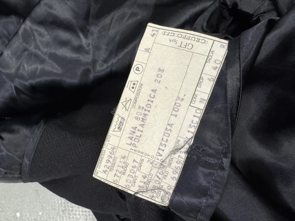 1990s Giorgio Armani Dark Navy Wool Trench Coat (L) 9