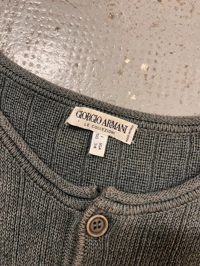 1990s Giorgio Armani Grey Henley Longsleeves SZhXBpE 8