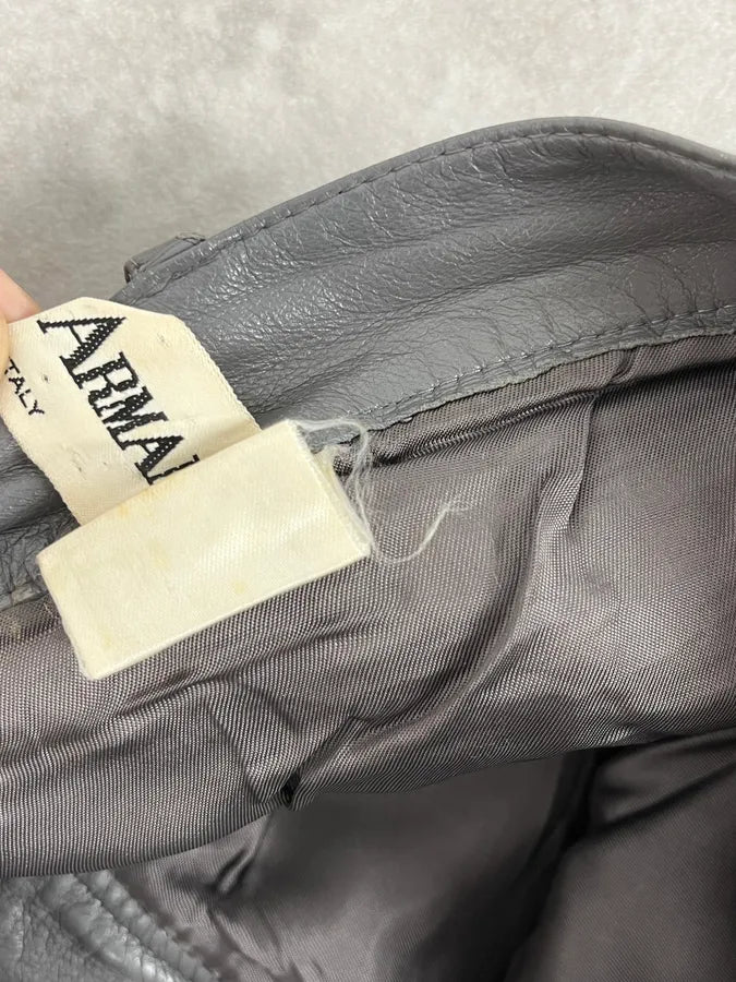 1990s Giorgio Armani Grey Leather Pants oTKXkAa 10