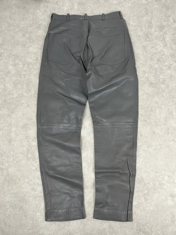 1990s Giorgio Armani Grey Leather Pants oTKXkAa 7