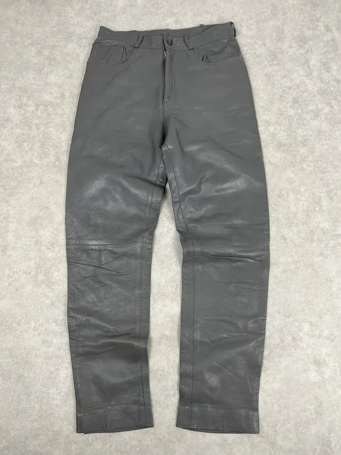 1990s Giorgio Armani Grey Leather Pants oTKXkAa 0