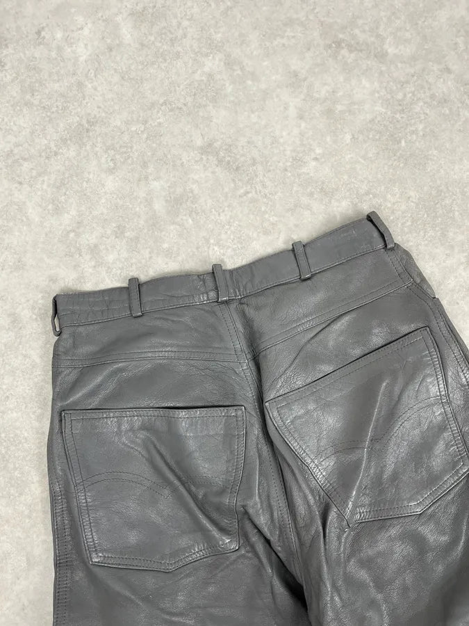 1990s Giorgio Armani Grey Leather Pants oTKXkAa 6