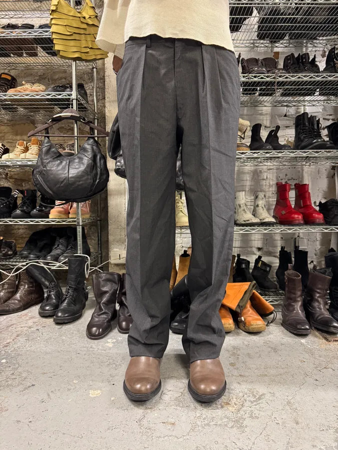 1990s Giorgio Armani Grey Wool Straight Tailored Pants (M/L) TDZKLMR 0