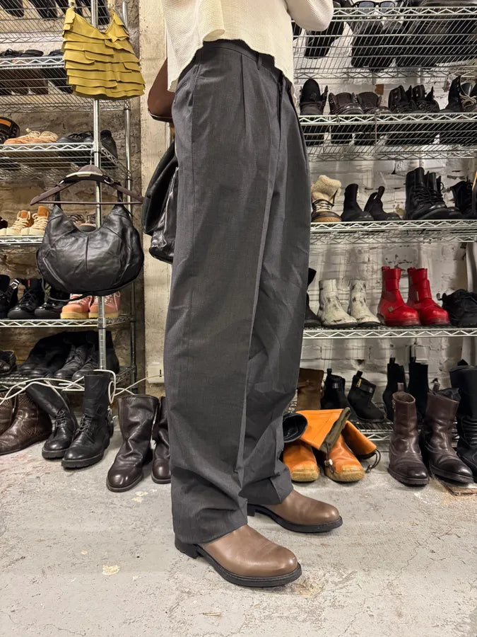 1990s Giorgio Armani Grey Wool Straight Tailored Pants (M/L) TDZKLMR 1