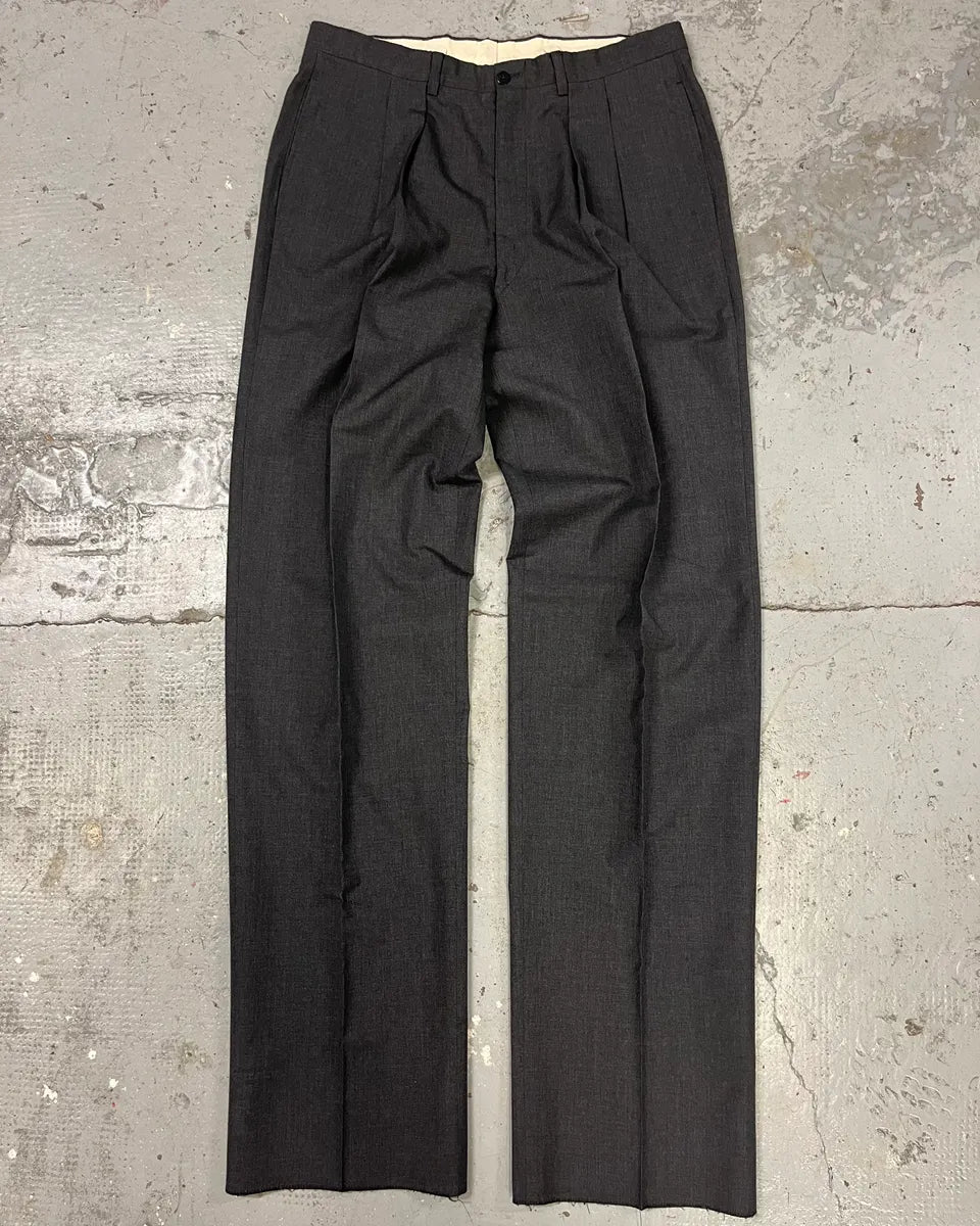 1990s Giorgio Armani Grey Wool Straight Tailored Pants (M/L) TDZKLMR 3