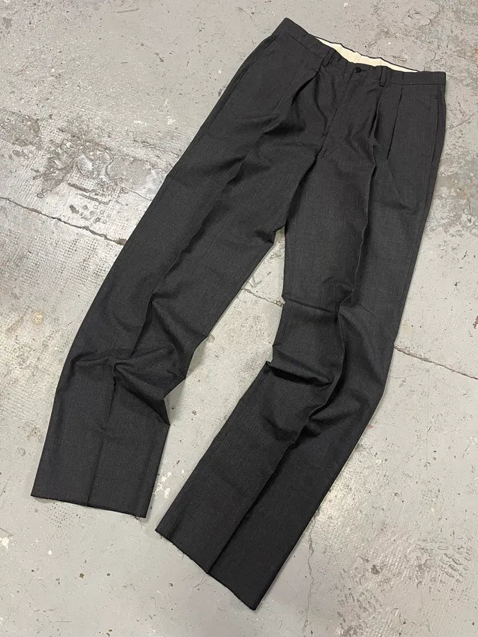 1990s Giorgio Armani Grey Wool Straight Tailored Pants (M/L) TDZKLMR 4