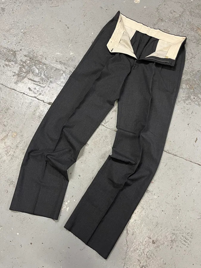 1990s Giorgio Armani Grey Wool Straight Tailored Pants (M/L) TDZKLMR 5