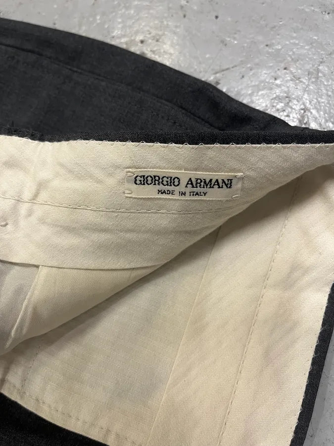 1990s Giorgio Armani Grey Wool Straight Tailored Pants (M/L) TDZKLMR 7