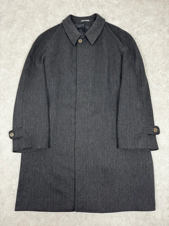 1990s Giorgio Armani Grey Wool Trench Coat AbbtSbd 0