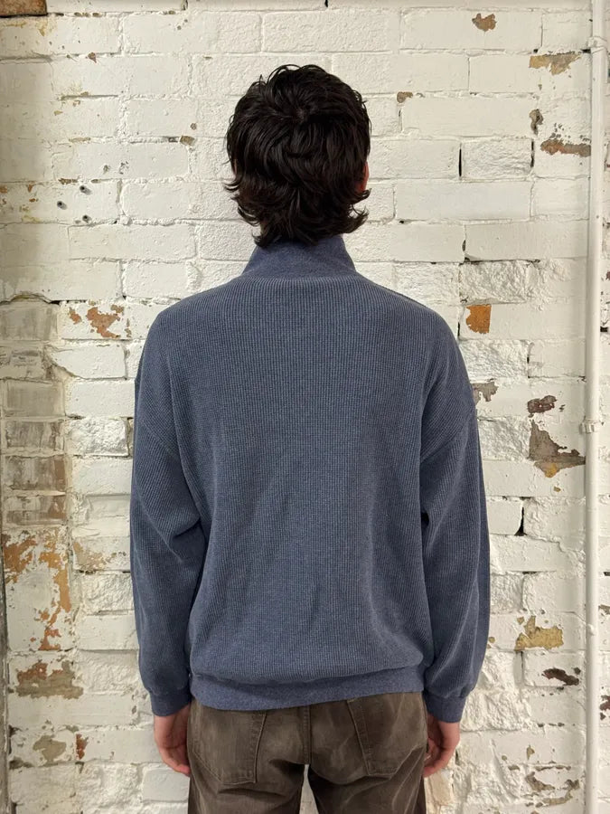 1990s Giorgio Armani High Neck Blue Wool Sweater DofbNQv 2