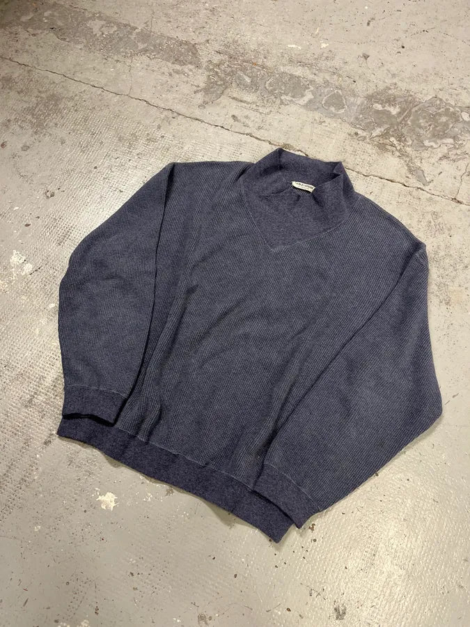 1990s Giorgio Armani High Neck Blue Wool Sweater DofbNQv 3