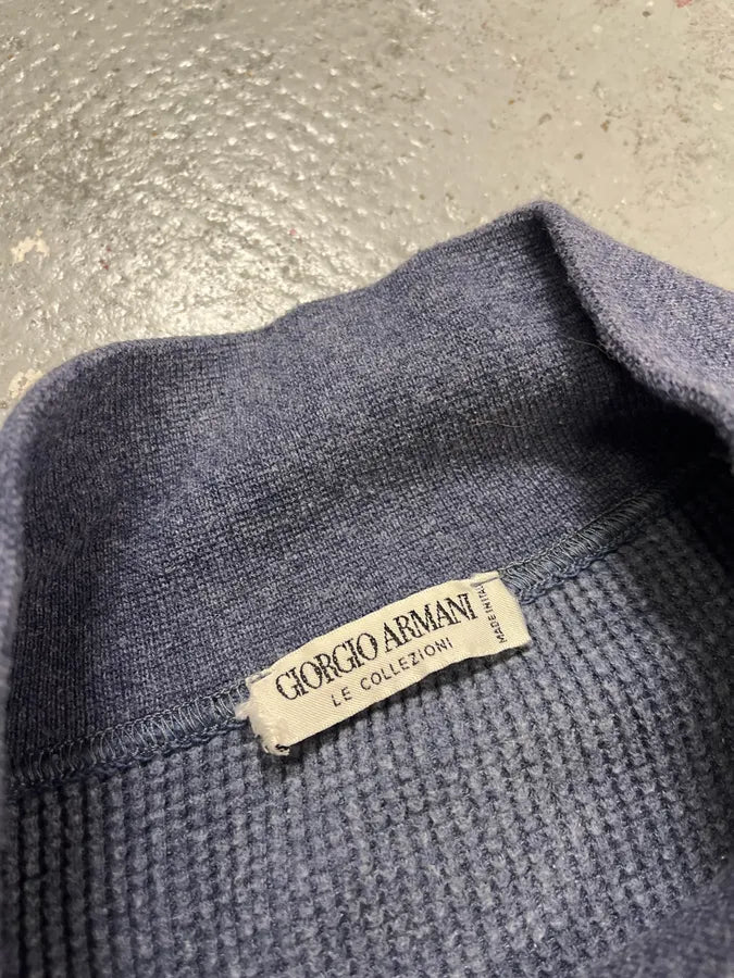 1990s Giorgio Armani High Neck Blue Wool Sweater DofbNQv 6