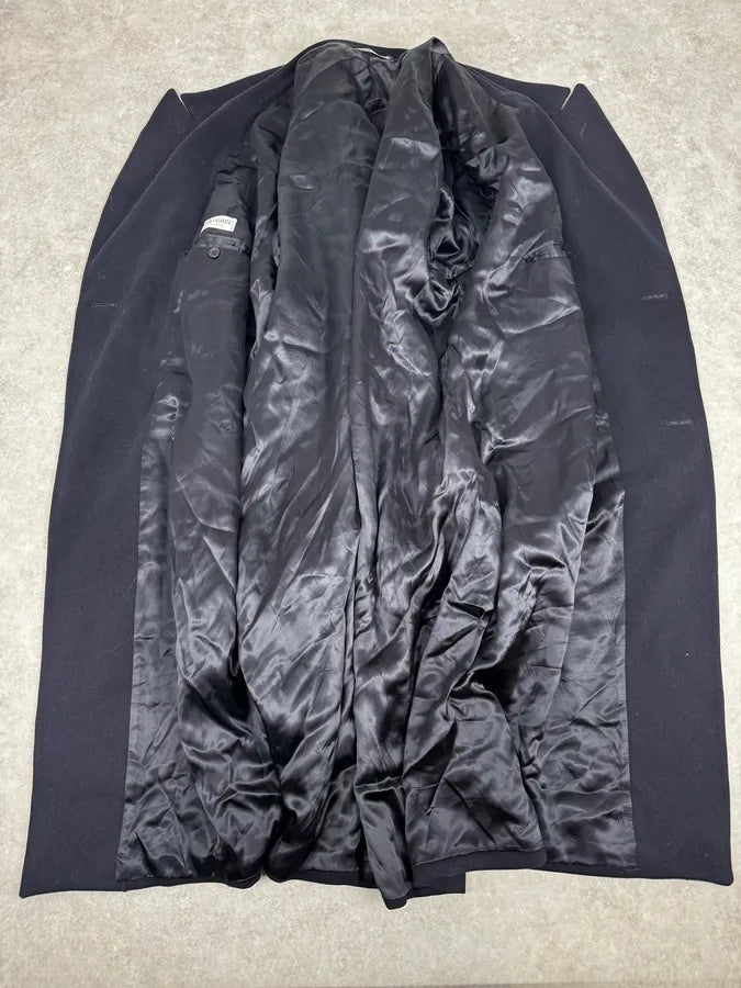 1990s Giorgio Armani Le Collezioni Navy Wool Officier Trench Coat BxcynKI 6