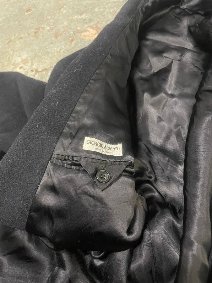 1990s Giorgio Armani Navy Wool Trench Coat (M) 10