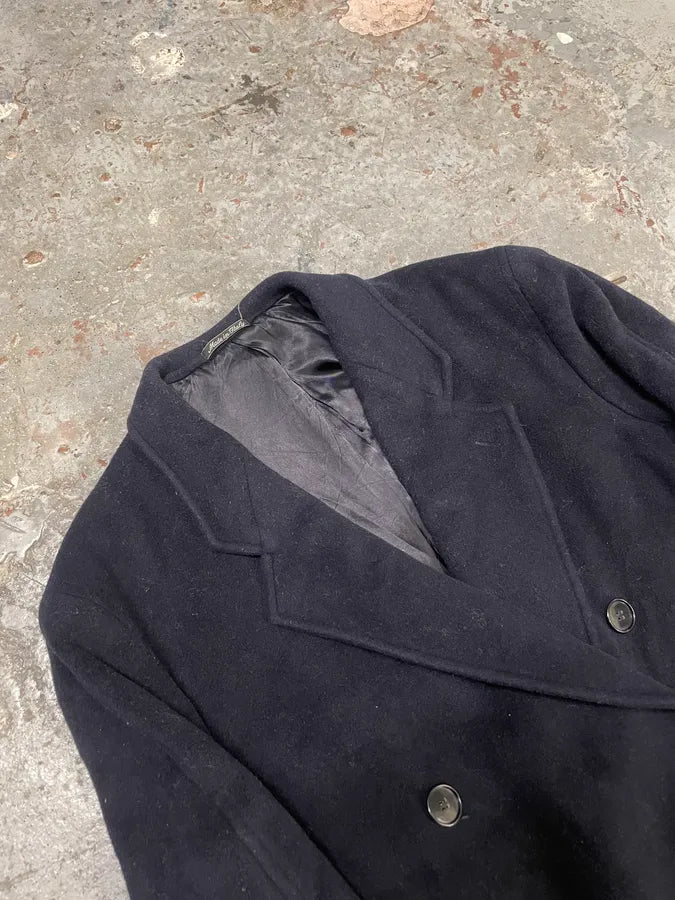 1990s Giorgio Armani Navy Wool Trench Coat (M) 5