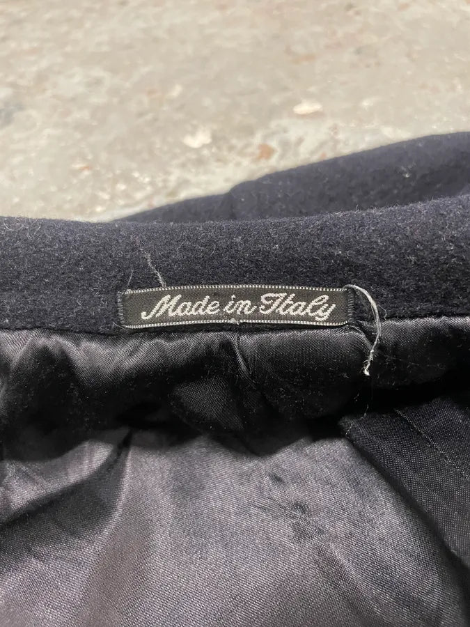 1990s Giorgio Armani Navy Wool Trench Coat (M) 8