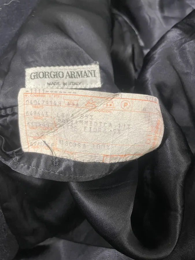 1990s Giorgio Armani Navy Wool Trench Coat (M) 9