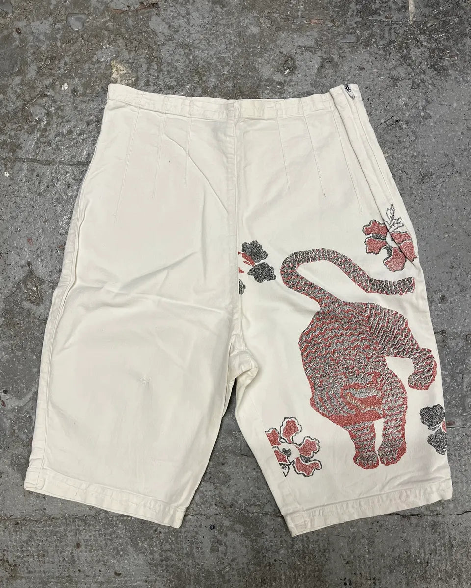 1990s Giorgio Armani White Tiger Shorts (M) LKTWkut 0