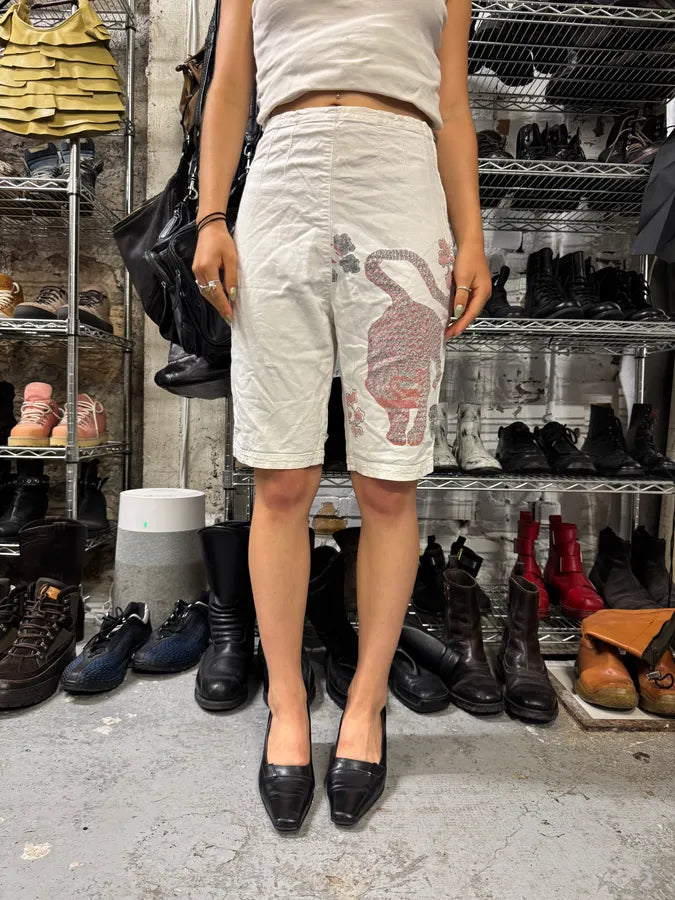 1990s Giorgio Armani White Tiger Shorts (M) LKTWkut 1