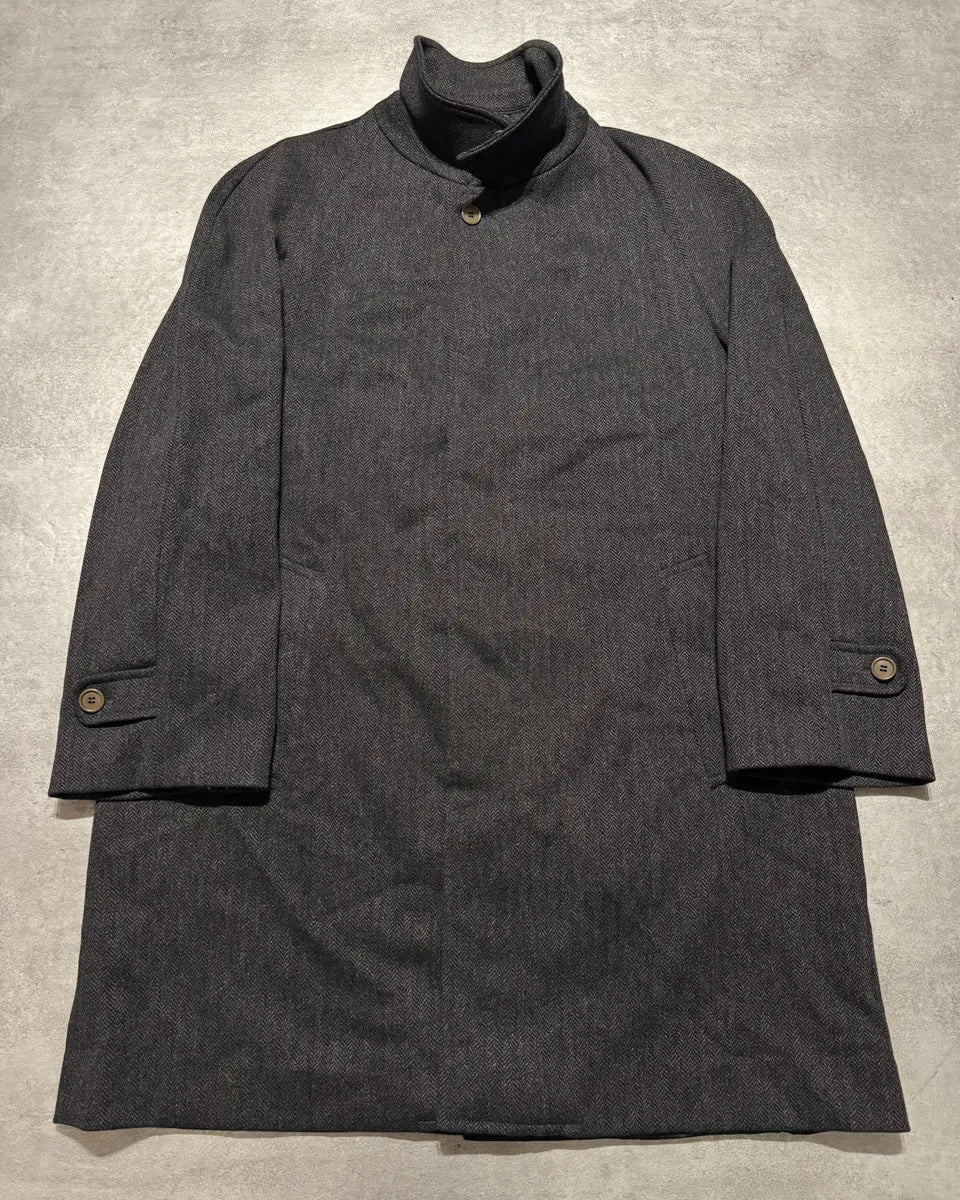 1990s Giorgio Armani Wool Grey Long Trench Coat (M) 0